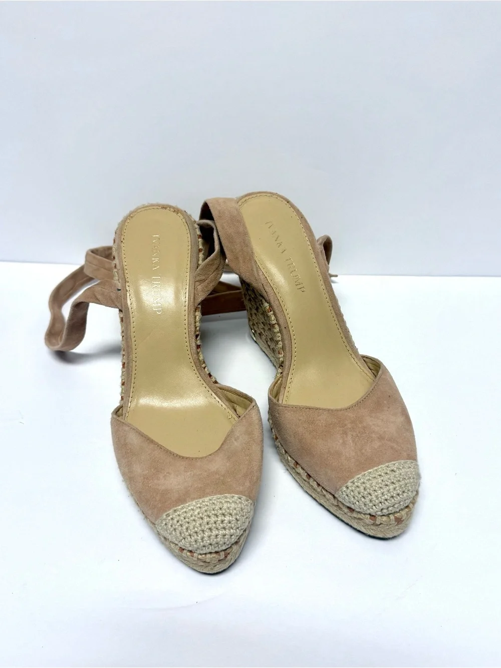 Women's Ivanka Trump 'Winikka' Rose Suede Espadrille Wedge Sandals Sz 9